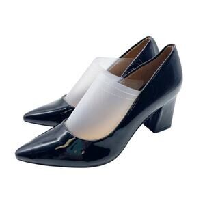 Abound Women's Black Patent Leather Pointed Toe Block Heels Shoes Size 5